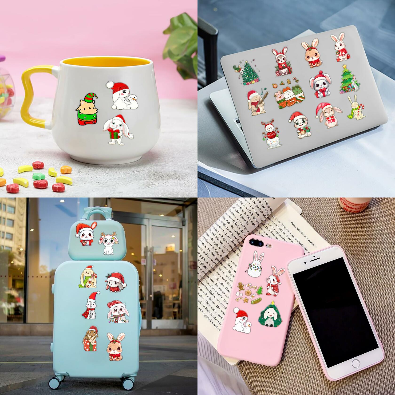 Christmas Temporary Tattoos Bunny Stickers 10 Sheets 100pcs Kids Party