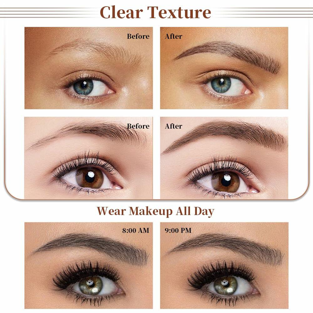 YIWANLLE 3D Microblading Eyebrow Pencil 4 Fork Tip Waterproof Light Brown