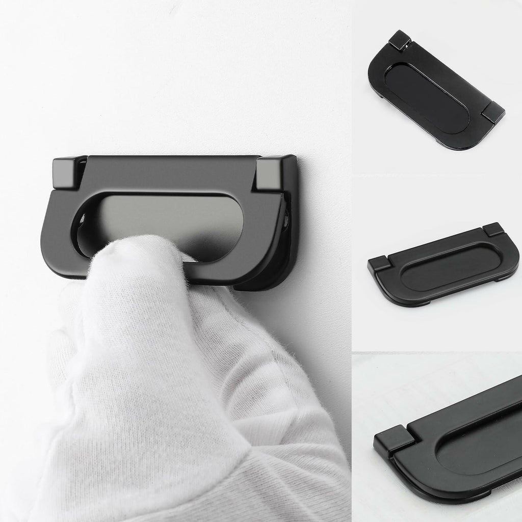 Evionlin Flush Pull Handles 2 Pack Black Recessed Drawer Cabinet Pulls