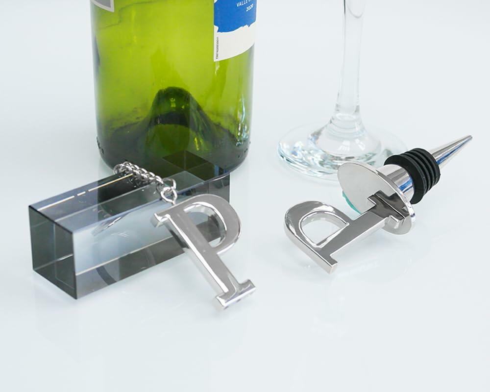 Lutong Letter Gift Set Key Ring Bottle Stopper 2 PCS Silver S