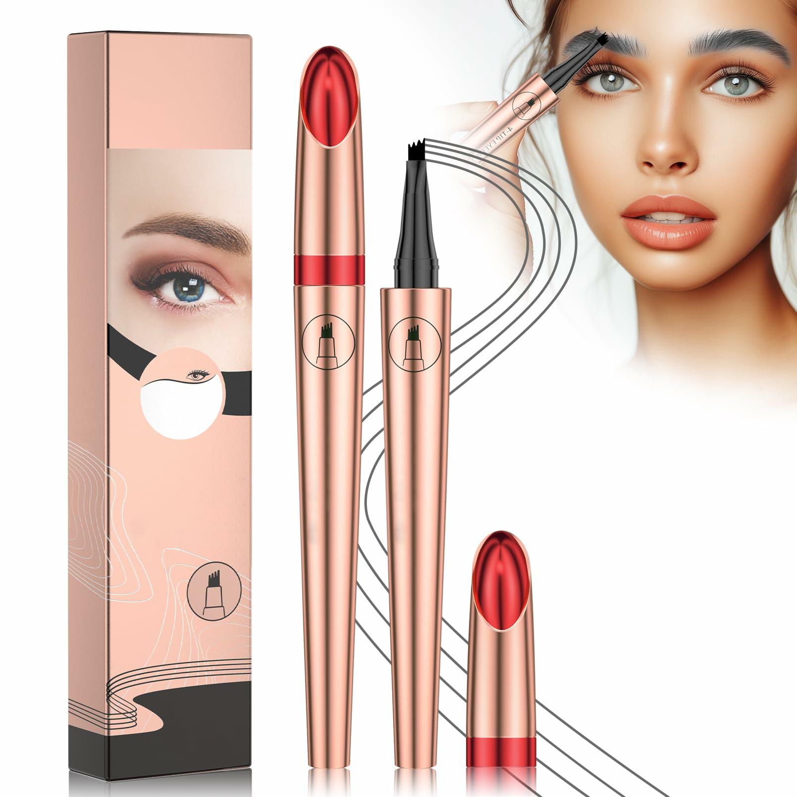 YIWANLLE 3D Microblading Eyebrow Pencil 4 Fork Tip Waterproof Light Brown