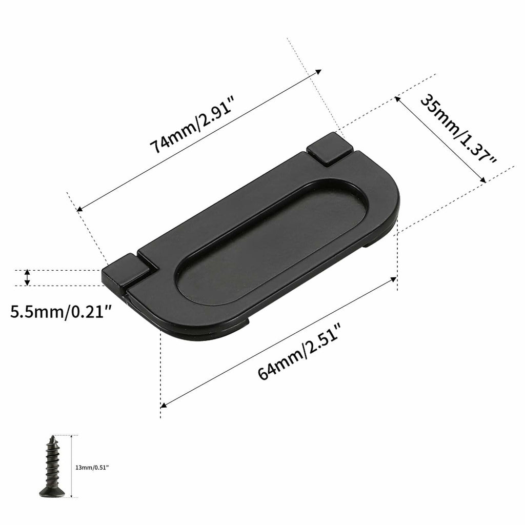 Evionlin Flush Pull Handles 2 Pack Black Recessed Drawer Cabinet Pulls