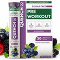 Quench Pre Workout Tablets Energy Focus Hydration Vegan 30ct EXP 04/2026