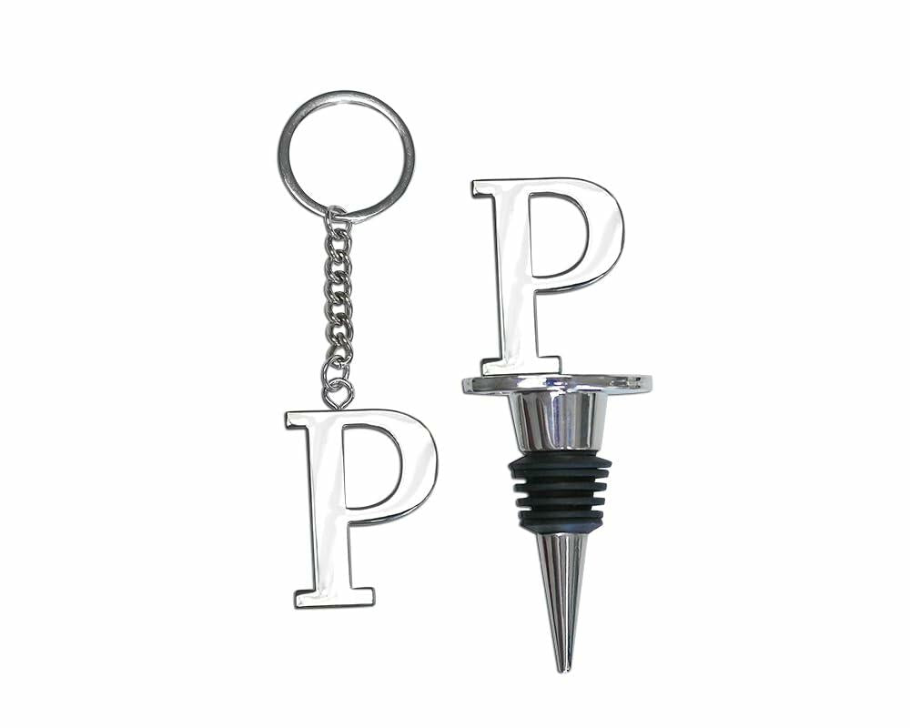 Lutong Letter Gift Set Key Ring Bottle Stopper 2 PCS Silver S