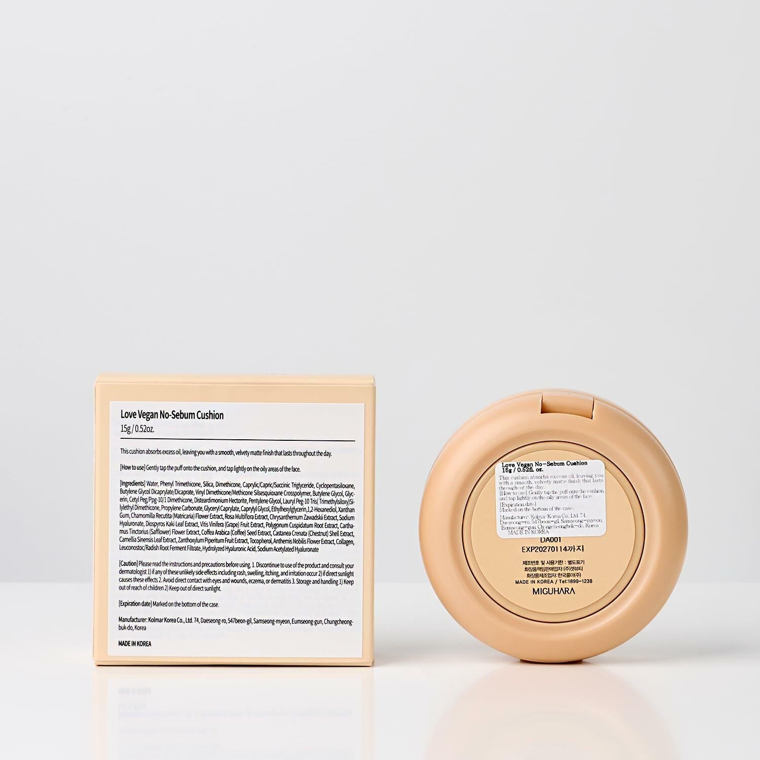 LOVE Vegan No-Sebum Cushion K-Beauty 15g 0.52oz