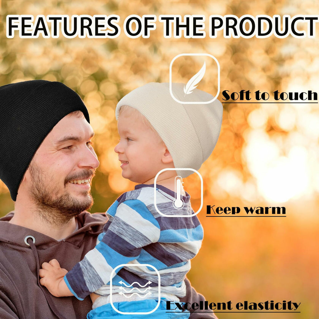 Zion Praiser 2PCS Family Beanie Hat Winter Knitted Warm Parent-Child White