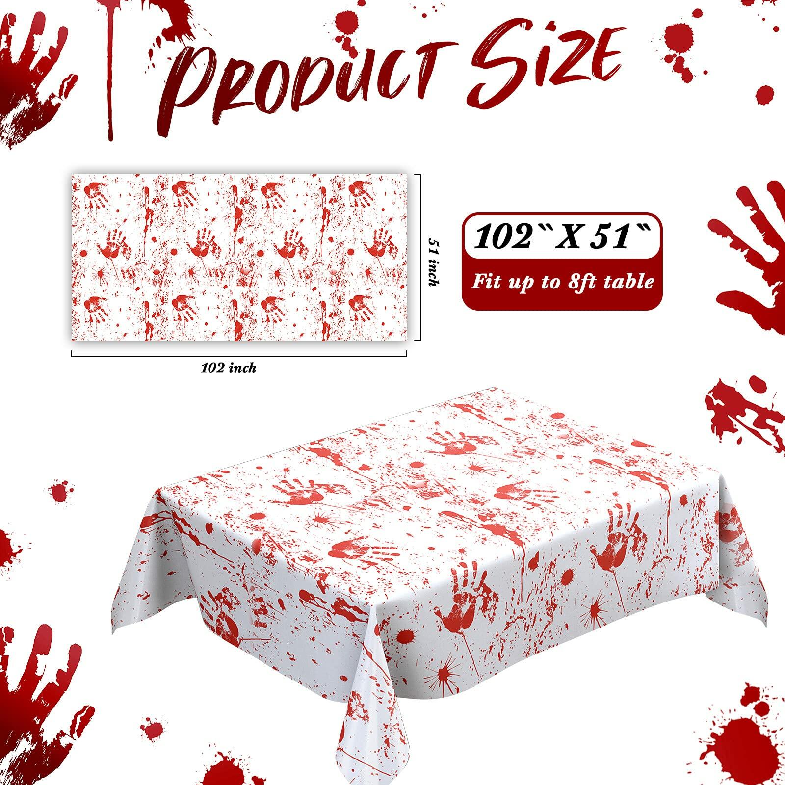 Newwiee Halloween Bloody Tablecloth Blood Handprint Zombie Decor 102x51in