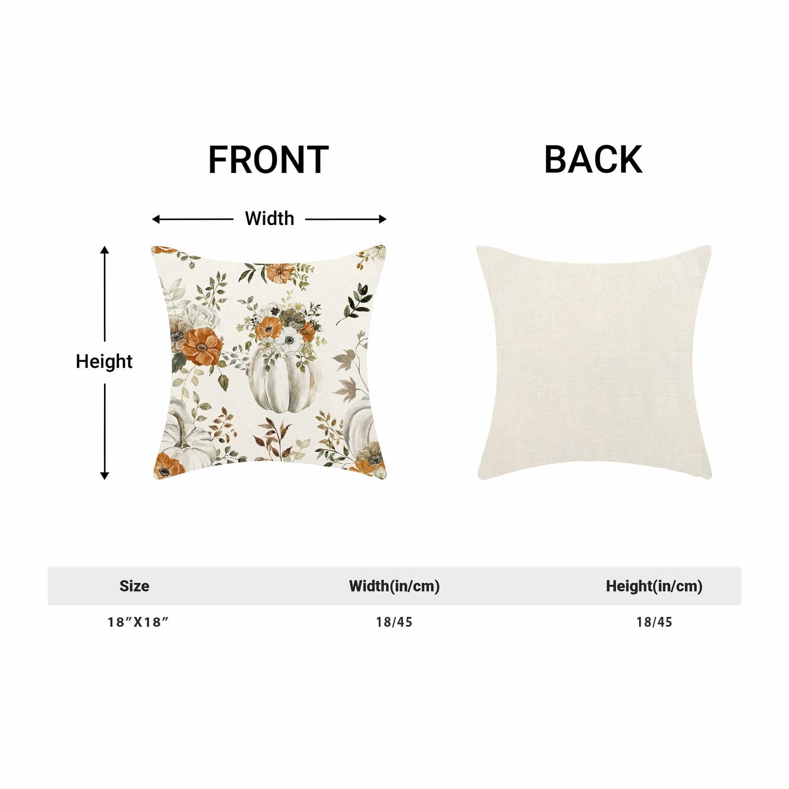 CXMEIFLY Fall Decor Pillow Covers Set of 2 18x18 Cream Pumpkin Floral