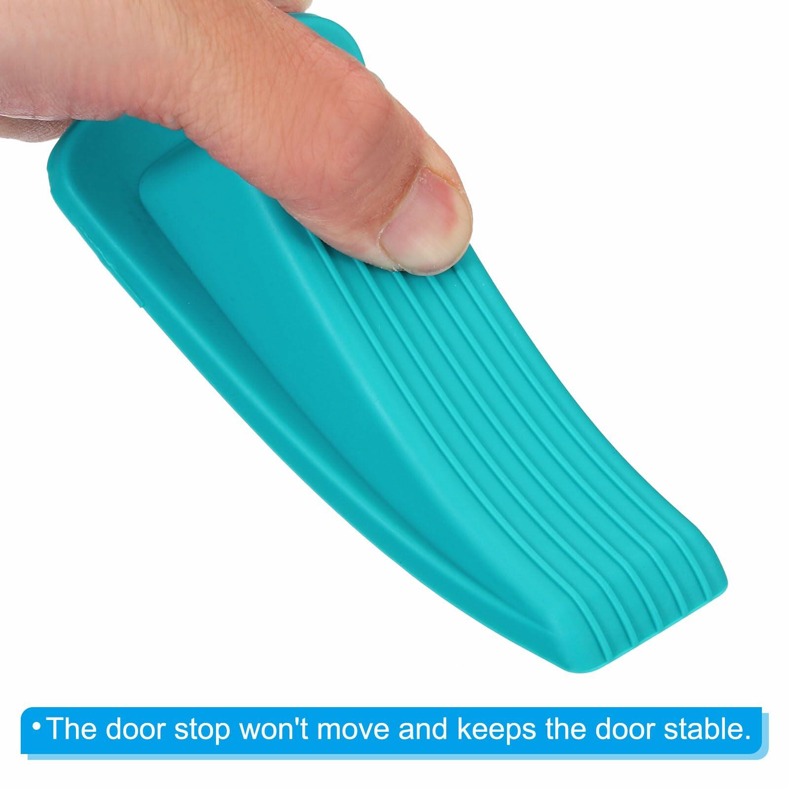 PATIKIL 4 Pcs Large Blue Rubber Door Stoppers Wedge with Storage Box