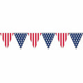 Amscan Patriotic Pennant Banner 12in Red White Blue Plastic 2-Pack