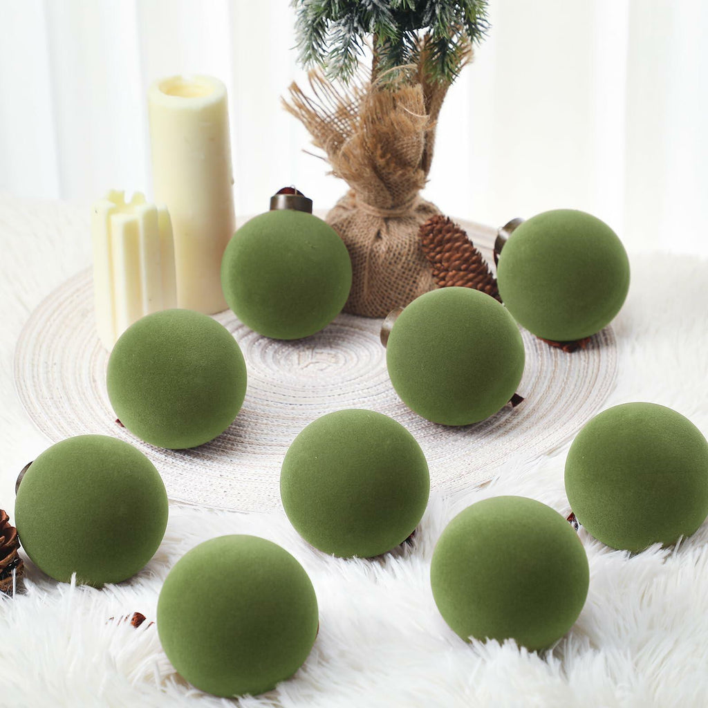 Liliful Velvet Christmas Balls Ornaments Green 3.15 Inch 15 Pcs