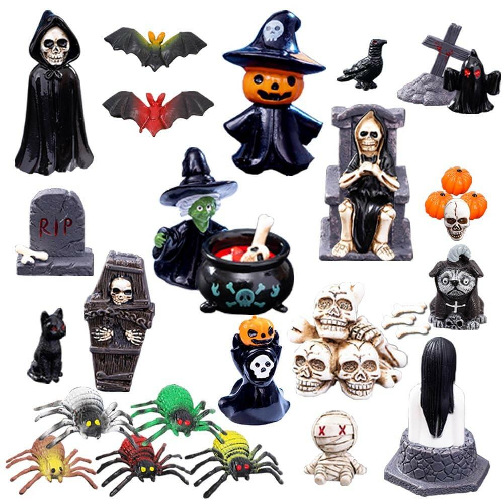 Halloween Mini Figurines 32 Pcs Resin Ornaments Miniature Garden Decor