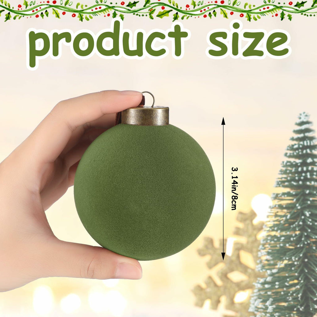 Liliful Velvet Christmas Balls Ornaments Green 3.15 Inch 15 Pcs