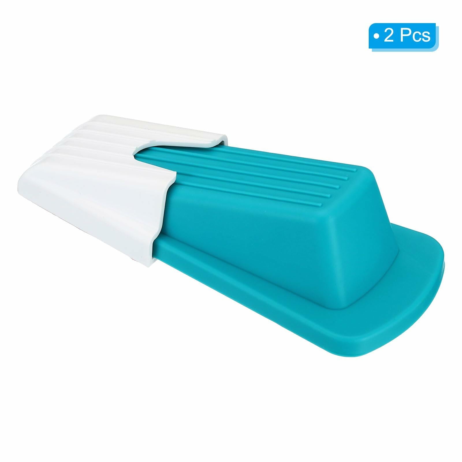 PATIKIL 4 Pcs Large Blue Rubber Door Stoppers Wedge with Storage Box