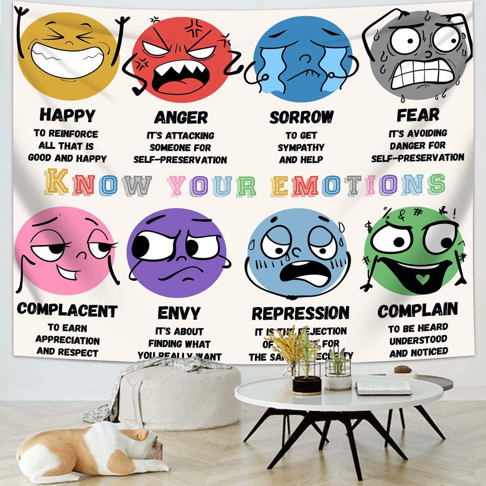 dueeia Mental Health Therapy Tapestry Wall Hanging 59x51 Black Polyester