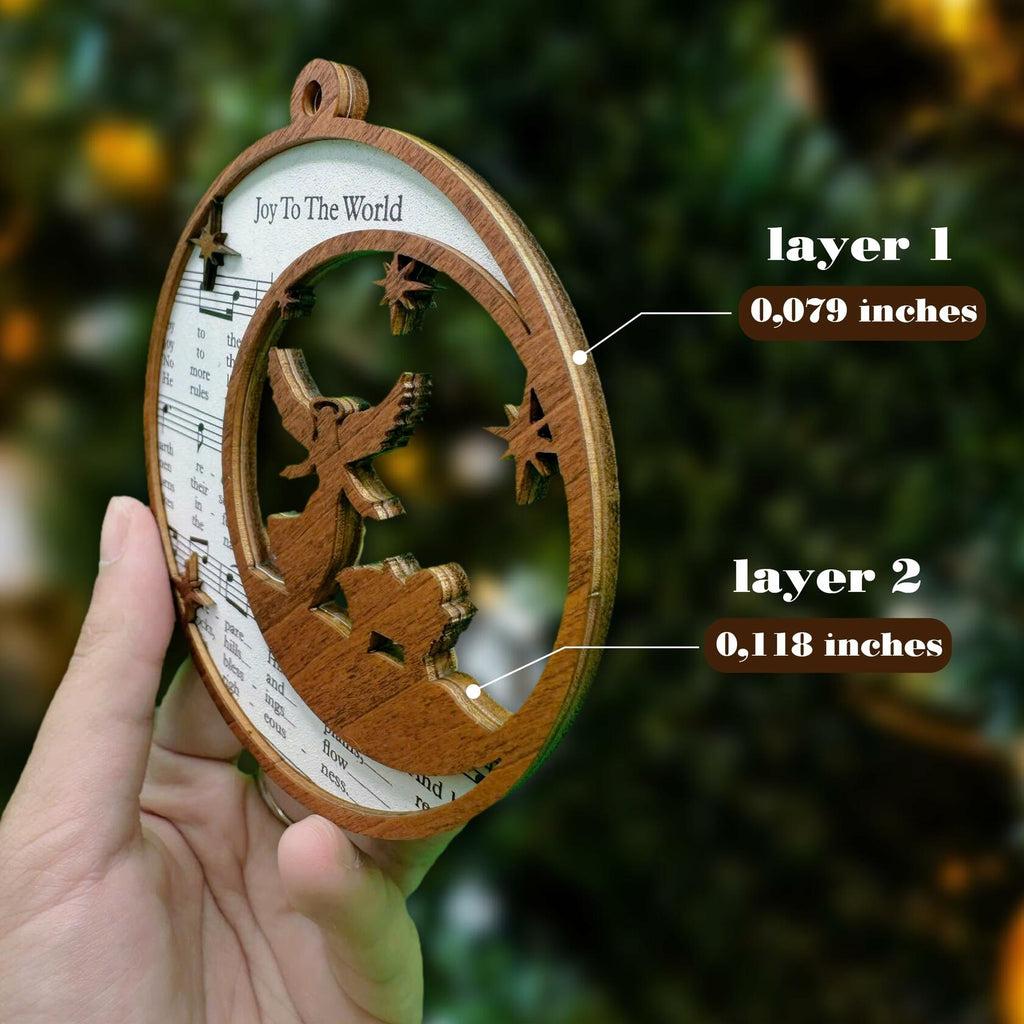 SOLMAYCO Christmas Nativity Ornaments Set of 5 Wooden Religious Decorations