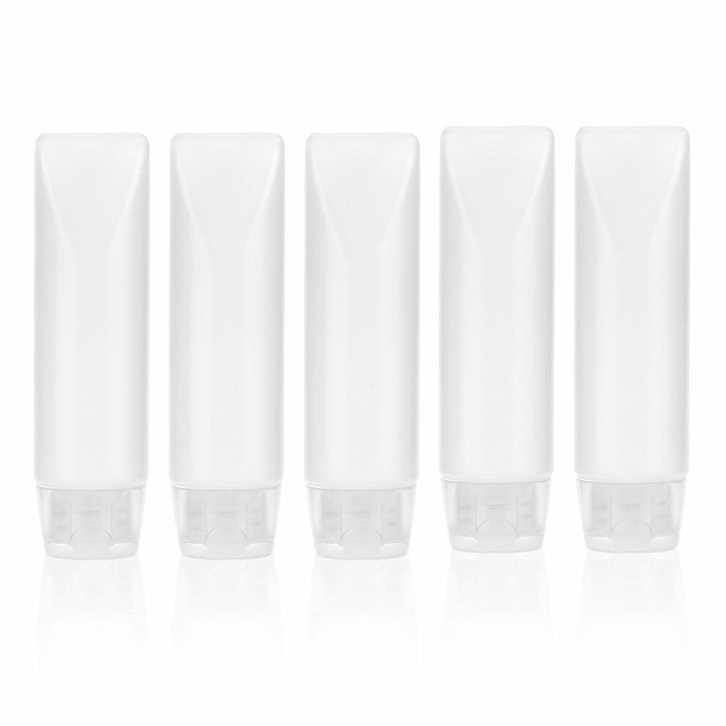 PEUTIER 5pcs Travel Bottles Leak-Proof Refillable Squeeze Tubes Translucent