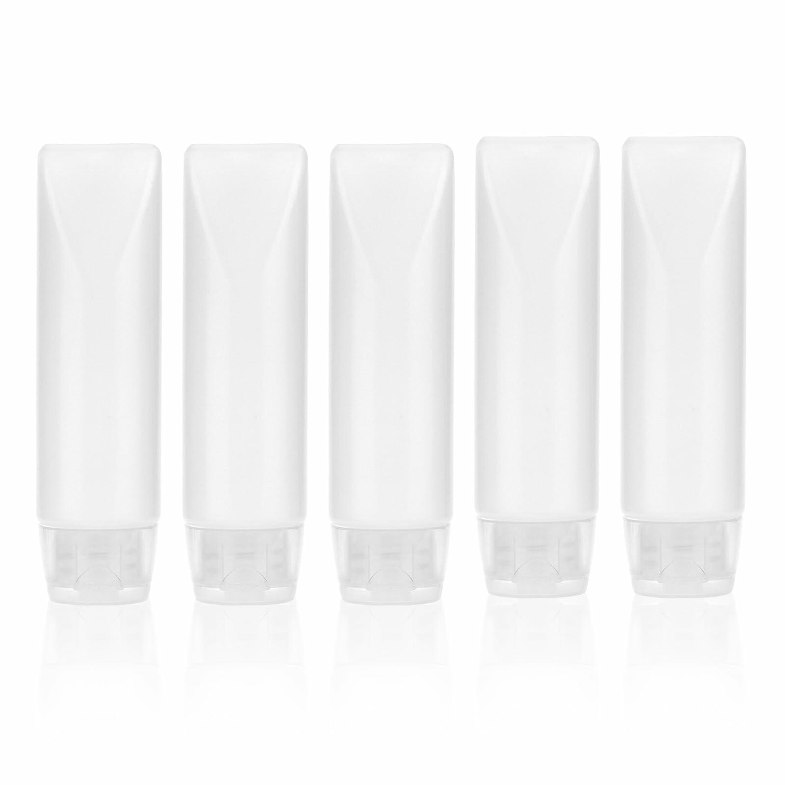 PEUTIER 5pcs Travel Bottles Leak-Proof Refillable Squeeze Tubes Translucent