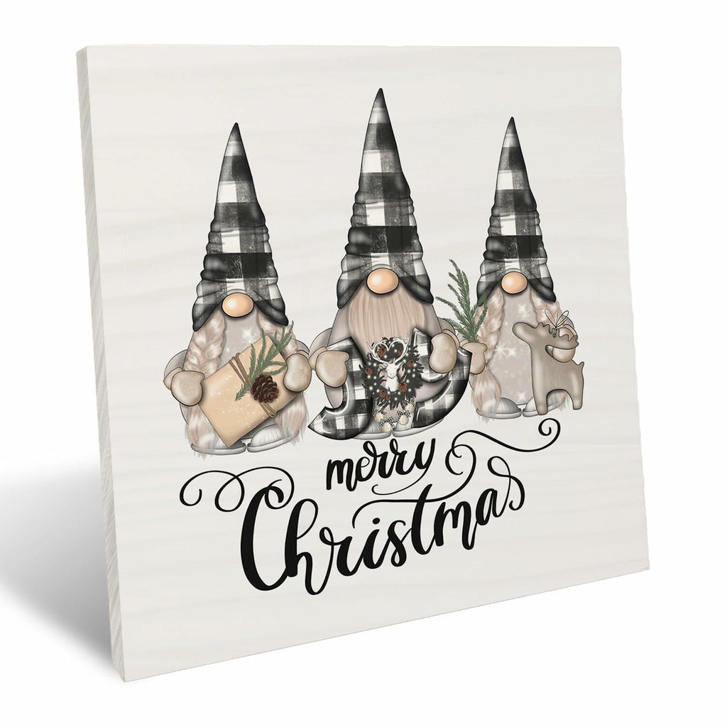 UNCDLV Happy Gnomes Wooden Sign Fall Decor 6x6 Inch hallothanksmas2