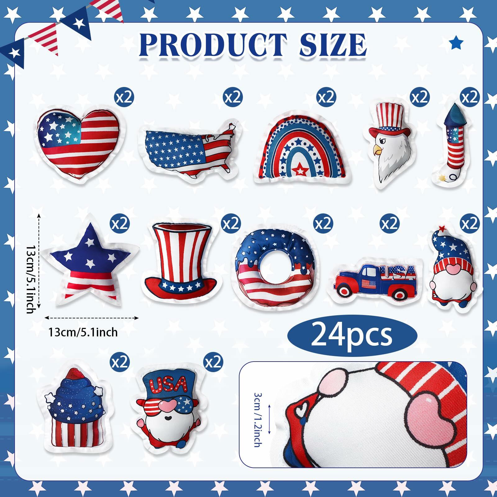 Oudain 24 Pc 5" Patriotic Star Ornaments Red White Blue Independence Day