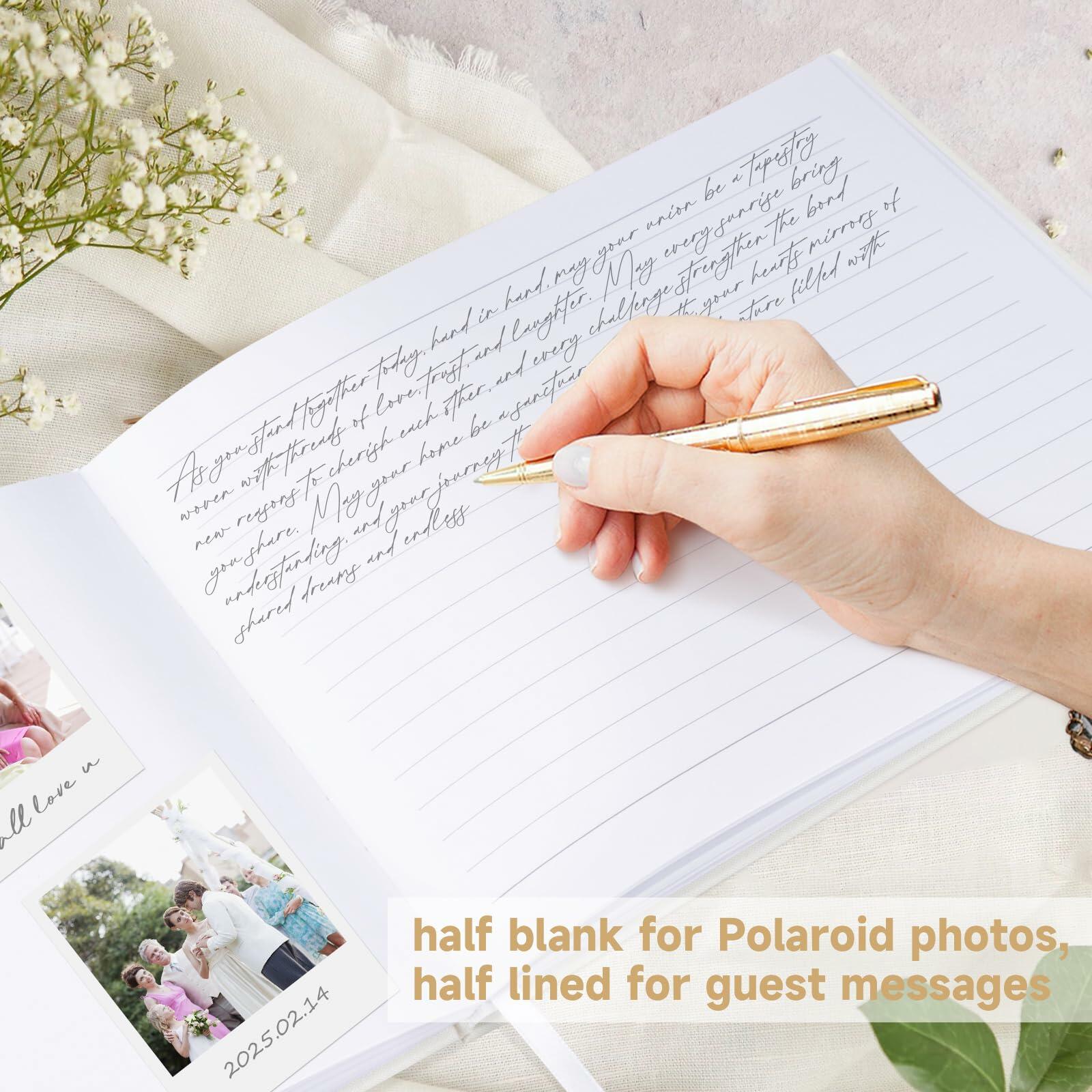 1DOT2 Wedding Guest Book 2025 Linen Photo Beige 100 Pages Acid Free Paper