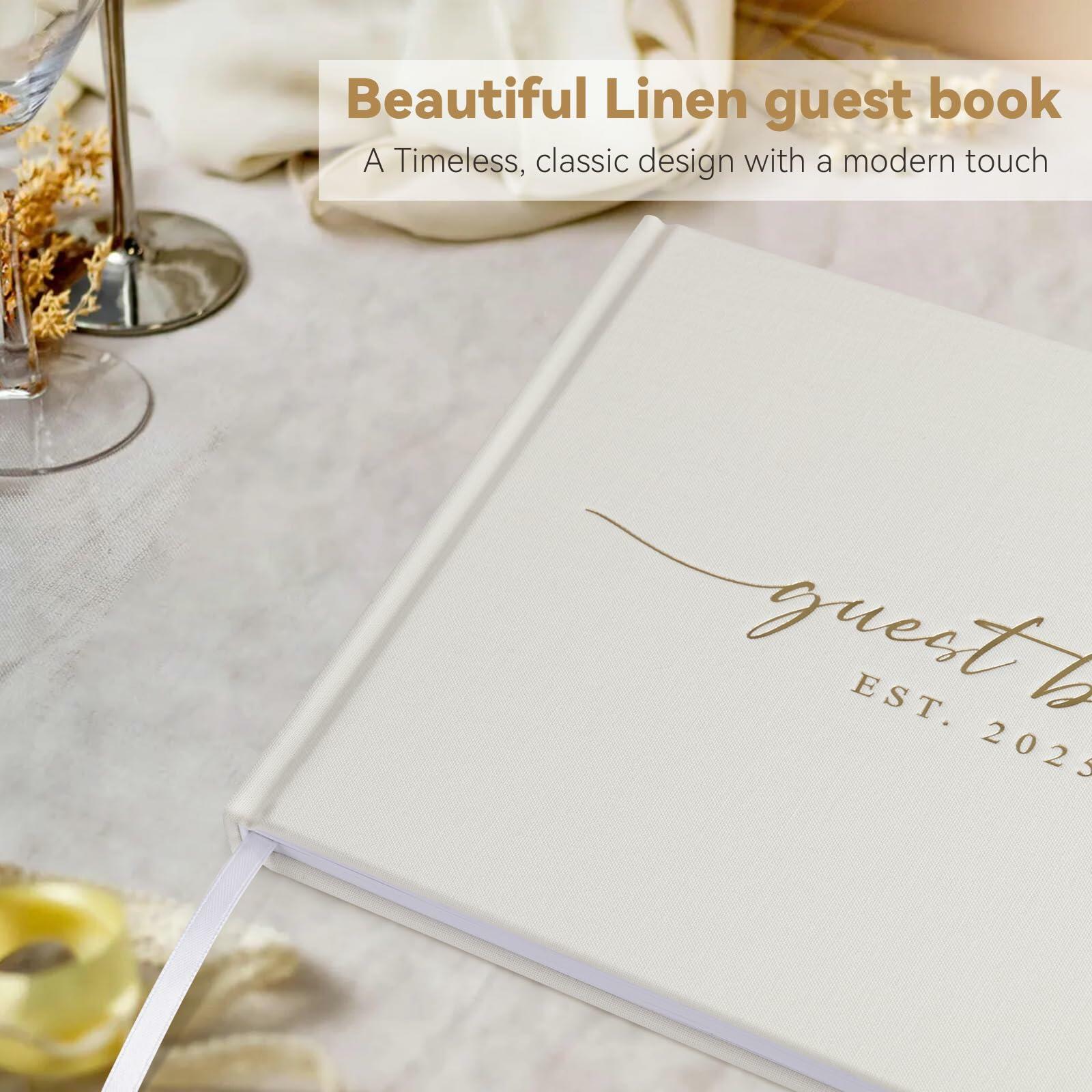1DOT2 Wedding Guest Book 2025 Linen Photo Beige 100 Pages Acid Free Paper