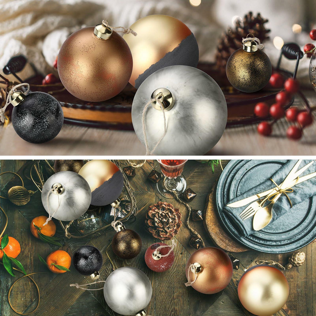 Relaxgiant 12 Pcs Neutral Brown Grey Matte Glass Christmas Ornaments 4in 2.36in