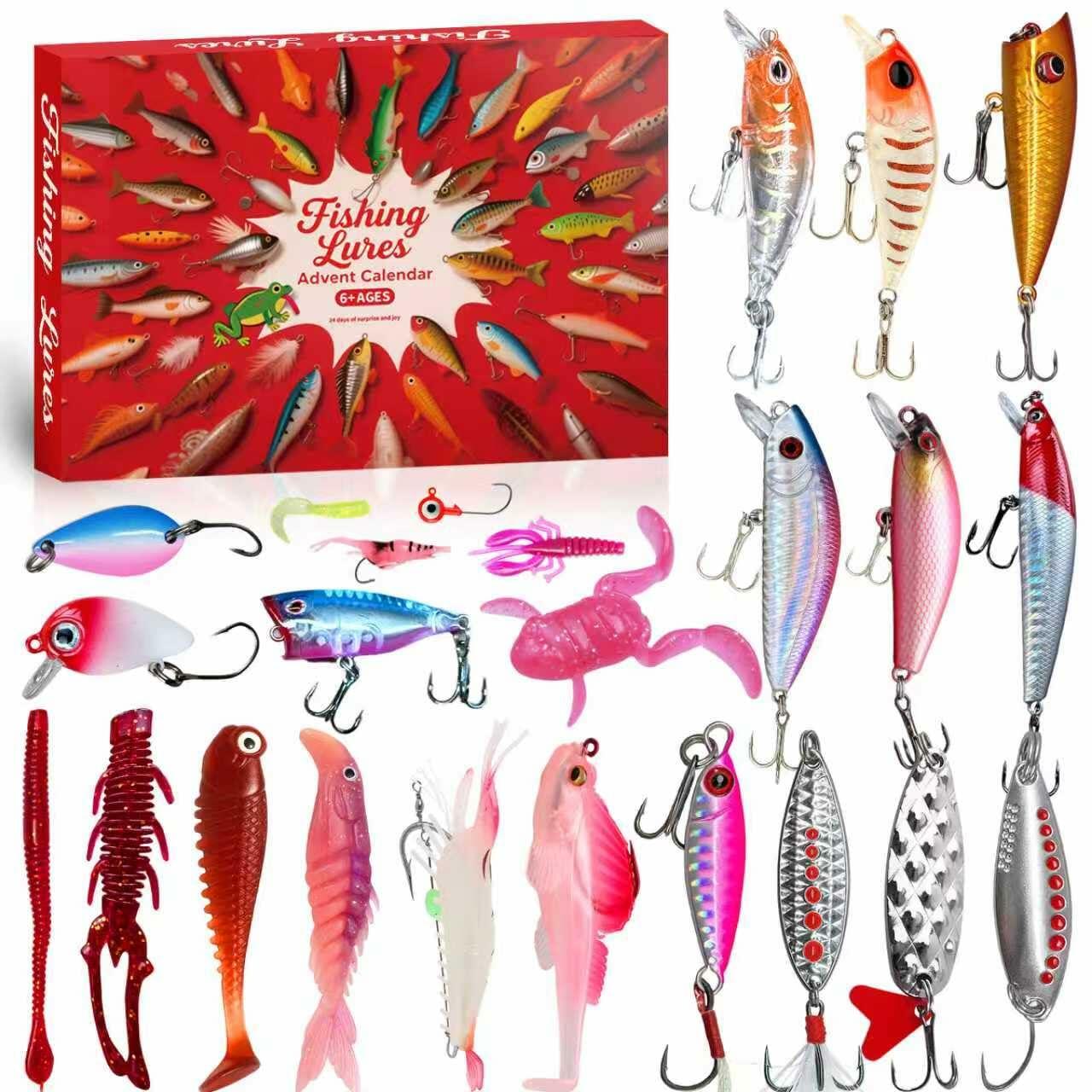 Rubypop Fishing Advent Calendar 2025 24-Day Lure Set Red Stainless Steel