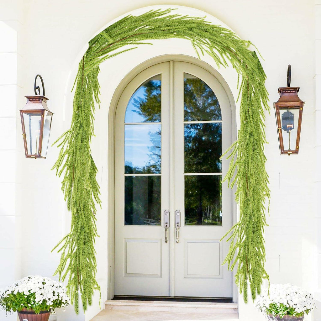 Choonshow 2PCS 6FT Norfolk Faux Pine Christmas Garland Green Decoration