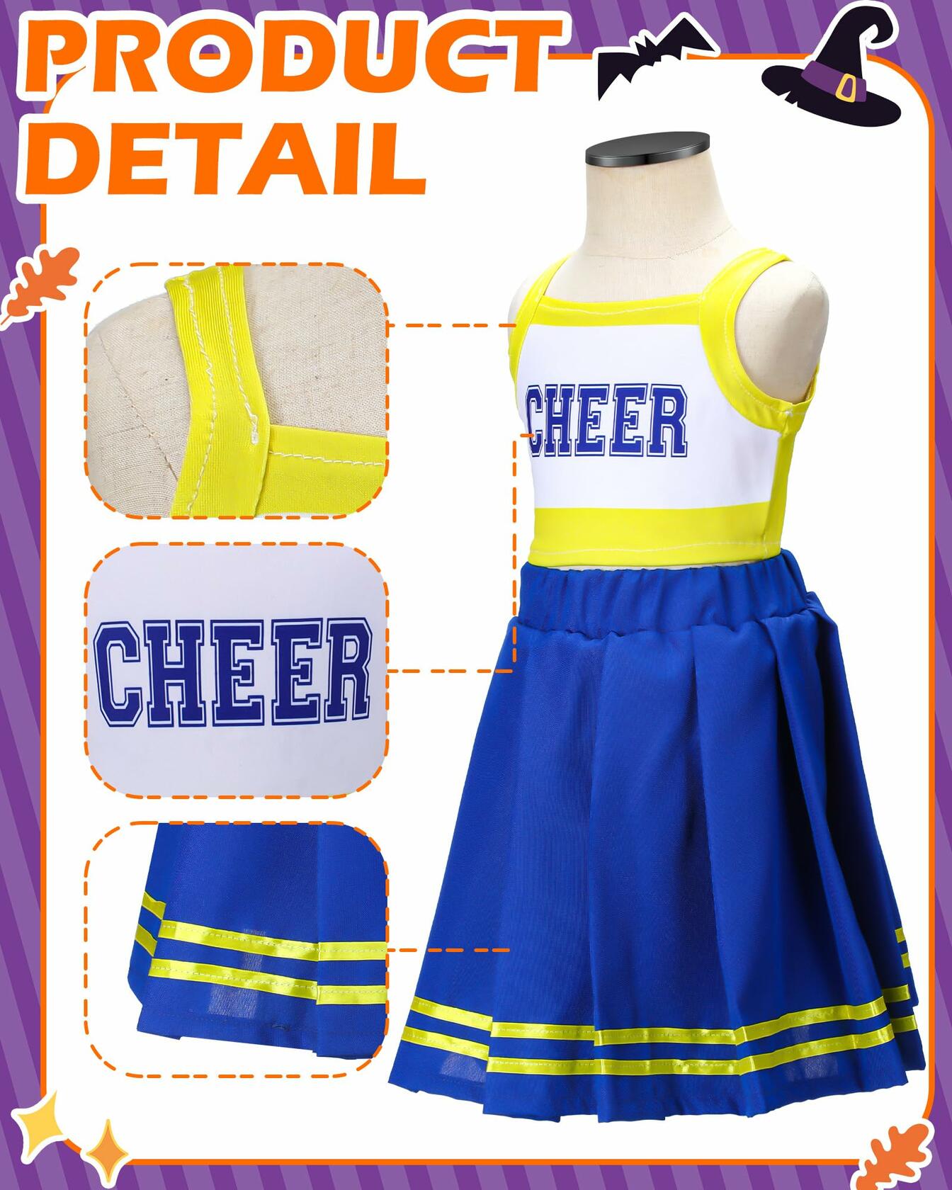 JenPen Cheerleader Dress Crop Top Skirt Bow Hair Rope Halloween Costume Size S