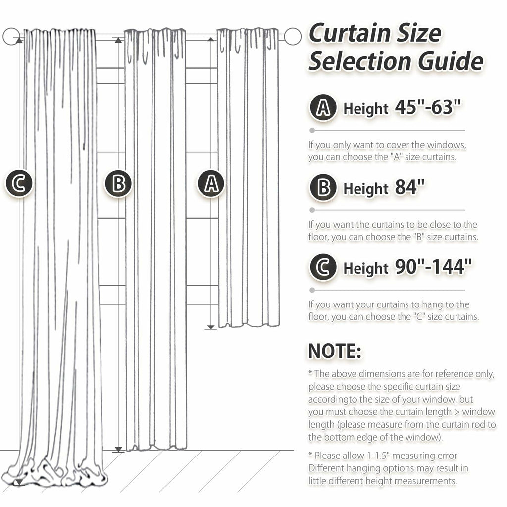 PANGSINNE 63in Blackout Linen Curtains 2 Panels Dusty Blue 52x63in