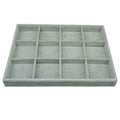 AIRZSNRY Large Velvet Jewelry Tray Drawer Organizer 12 Grid Grey