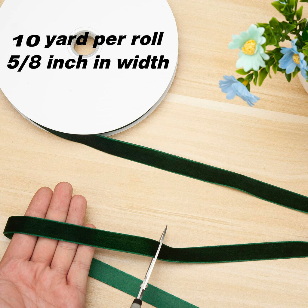 Coowayze Dark Green Velvet Ribbon 1 Inch x 10 Yd Vintage Christmas Crafting