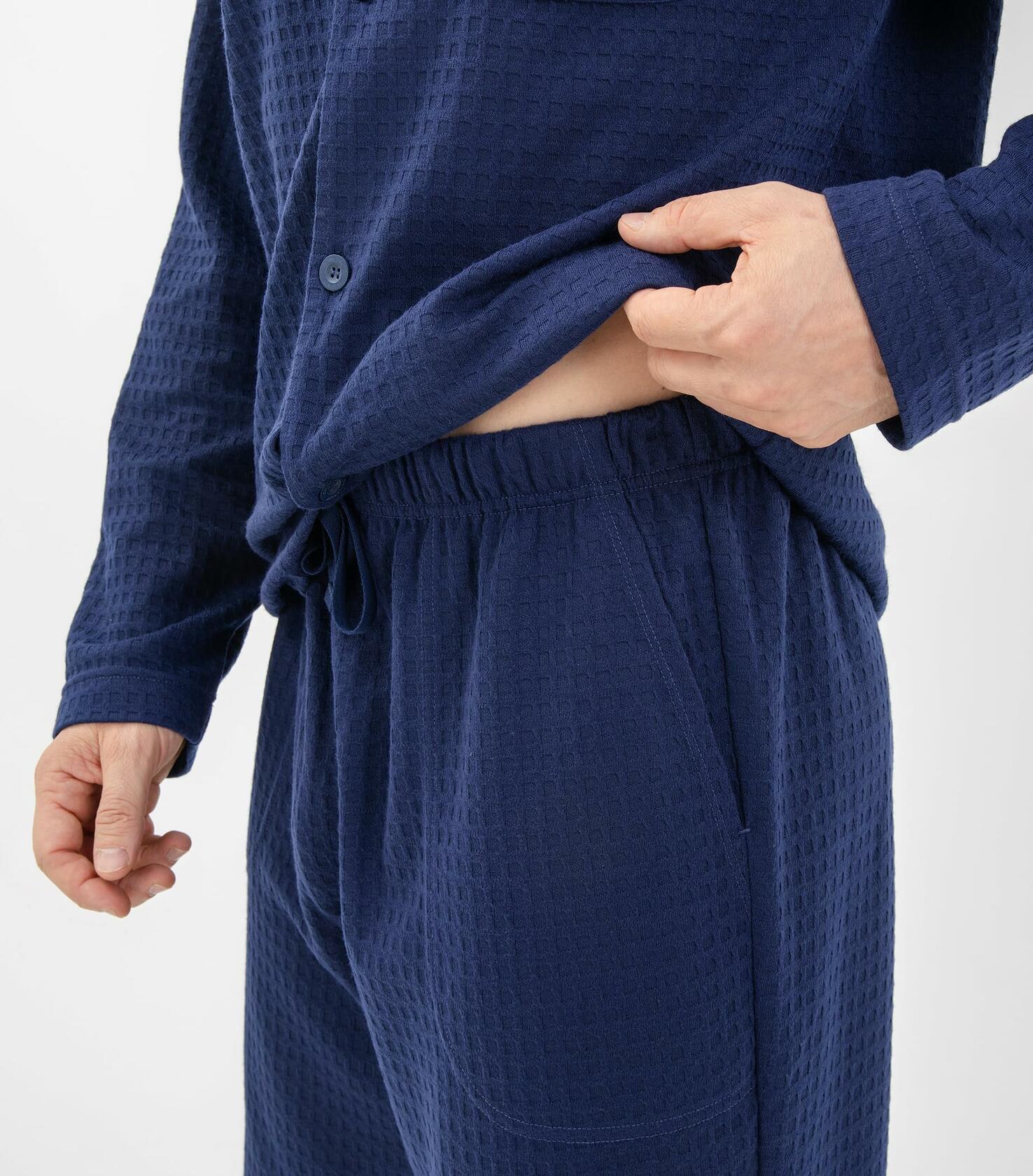 DAVID ARCHY Mens Waffle Pajamas Set Notched Collar Winter Sleepwear Blue XXL
