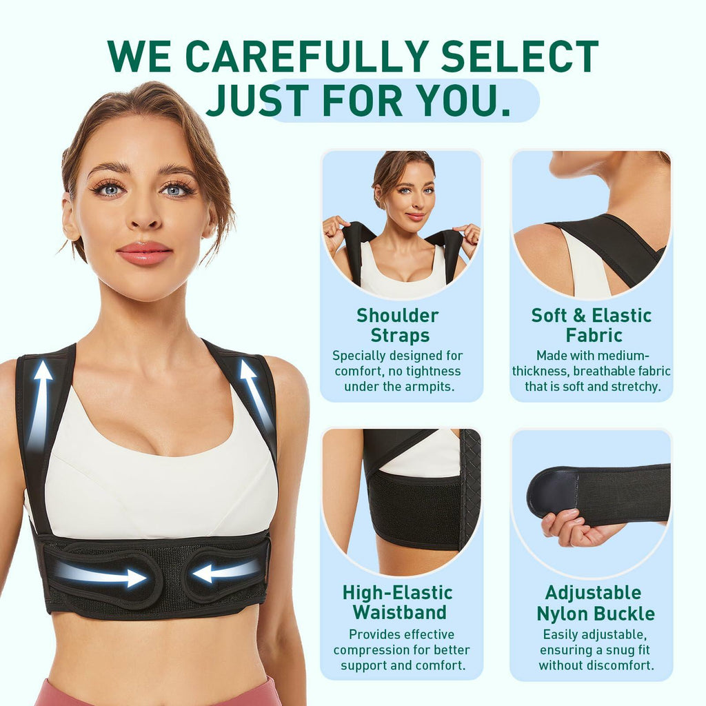 WNIEYO Posture Corrector Back Brace for Men & Women Black X-Large