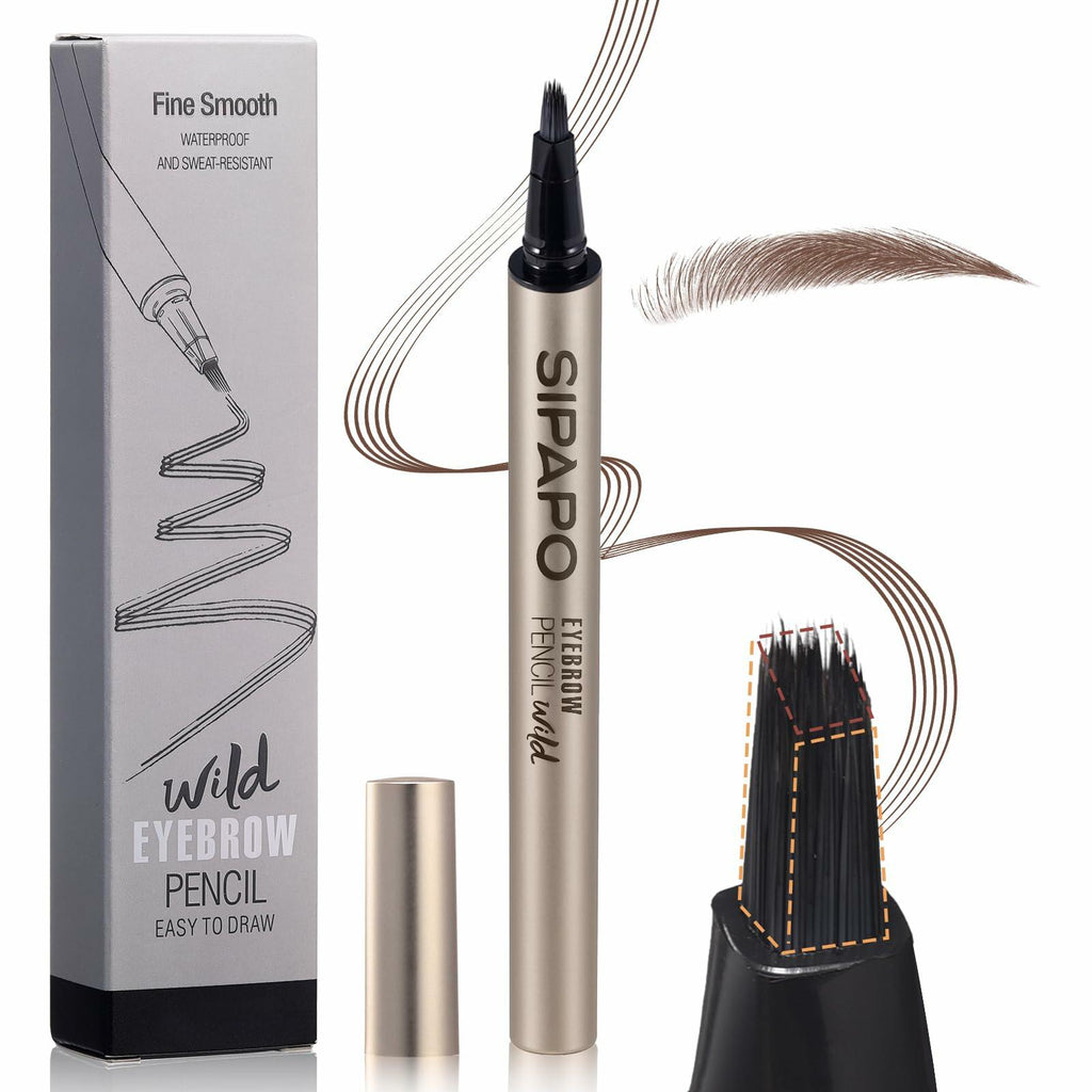 Hegafoo Microblading Brow-Fection Eyebrow Pen Waterproof 0.02oz Honey Tea Brown