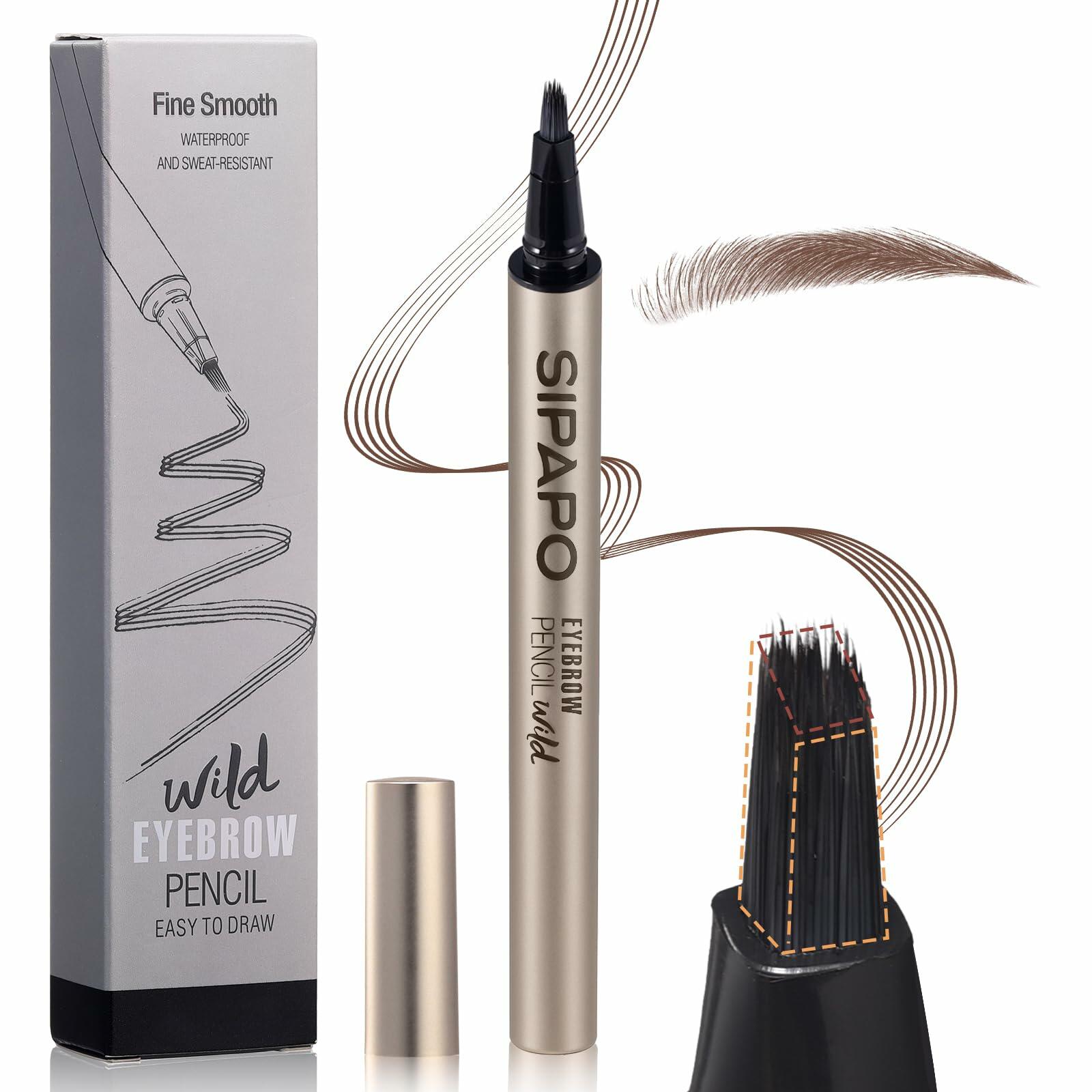 Hegafoo Microblading Brow-Fection Eyebrow Pen Waterproof 0.02oz Honey Tea Brown