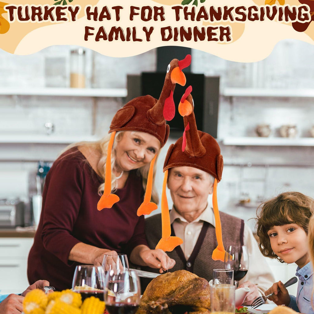 Jamntower 2Pcs Thanksgiving Turkey Hat Adults Dark Brown Adjustable Size 60cm