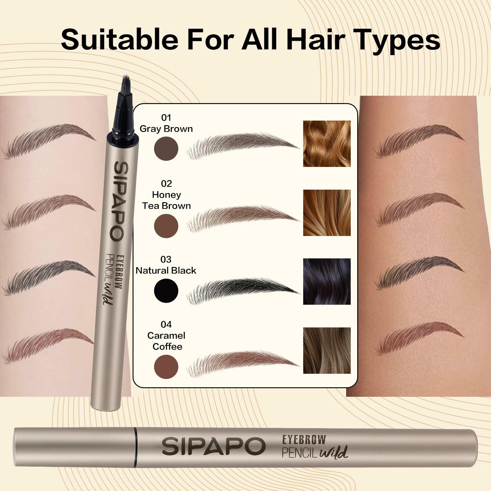 Hegafoo Microblading Brow-Fection Eyebrow Pen Waterproof 0.02oz Honey Tea Brown