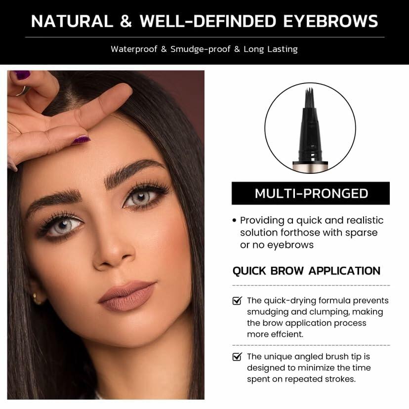 Hegafoo Microblading Brow-Fection Eyebrow Pen Waterproof 0.02oz Honey Tea Brown