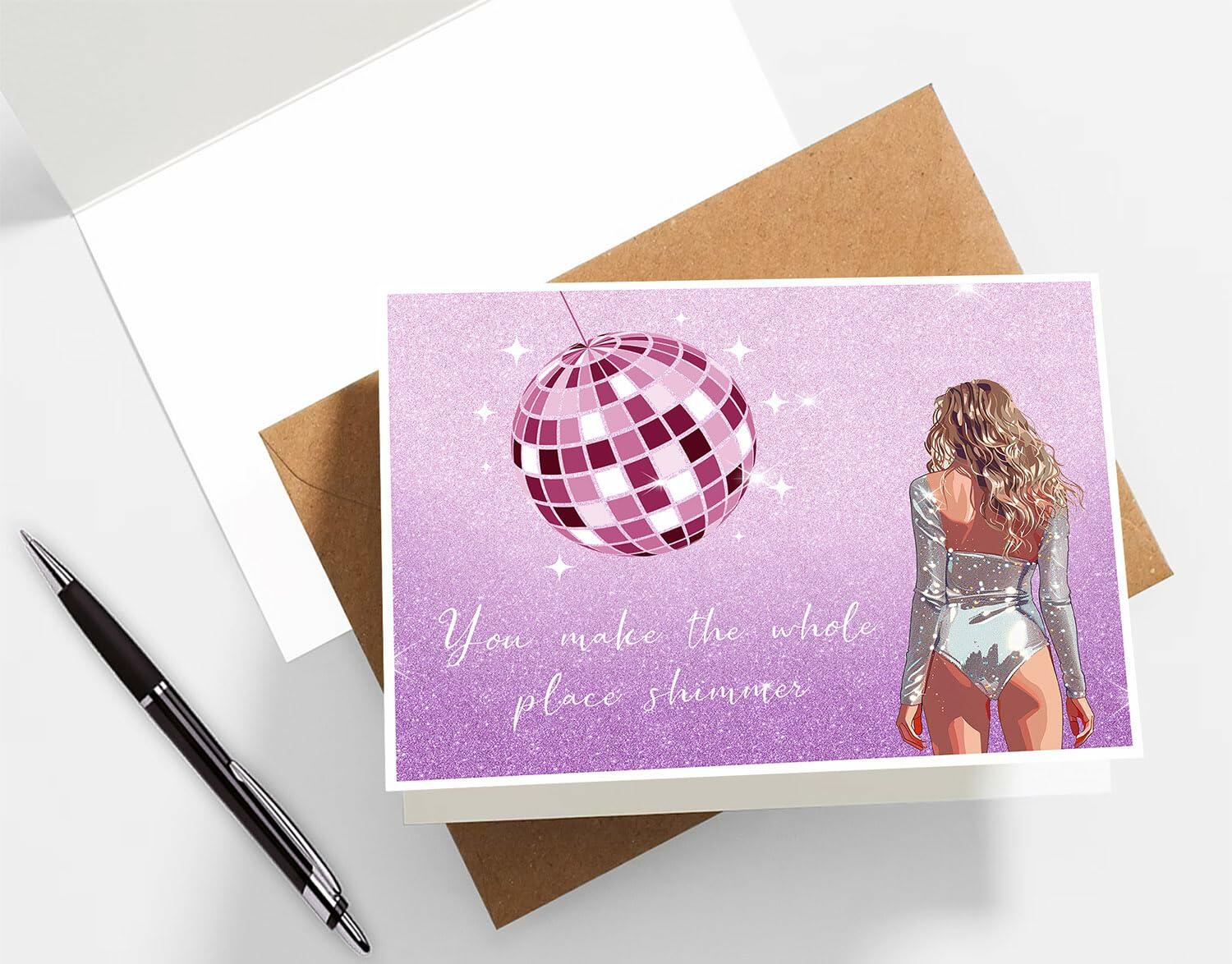 GIFTSFARM Birthday Card for Girls Women Purple Stars Music Theme