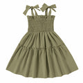 Neutocd Toddler Girls Sleeveless Summer Dress Solid Green Size 5-6 Years