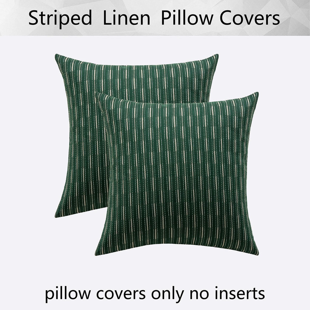 K KEVIN TEXTILE Boho Woven 18x18 Pillow Covers Set of 2 Dark Green