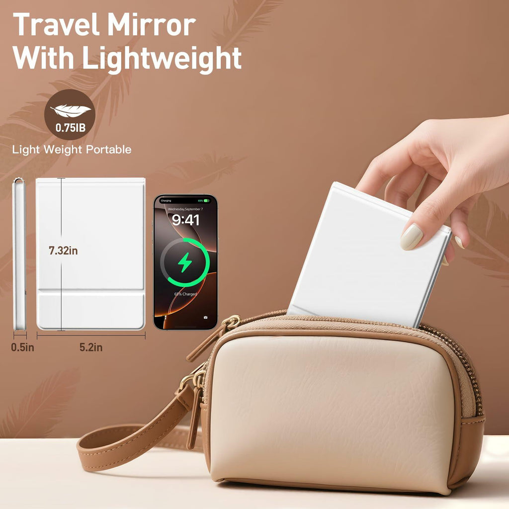 BACK KTCL 2 Pack 2025 Rechargeable Travel Makeup Vanity Mirror 72 LED White