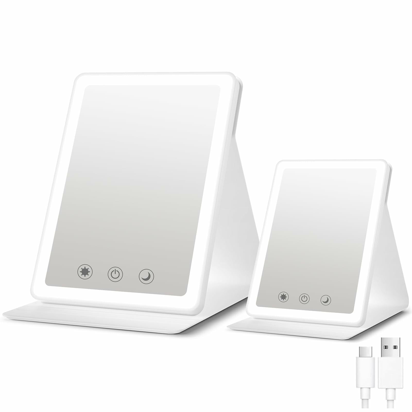 BACK KTCL 2 Pack 2025 Rechargeable Travel Makeup Vanity Mirror 72 LED White