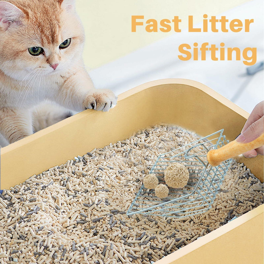 Thirdream Stainless Steel Cat Litter Scoop with Wood Grip Heavy Duty