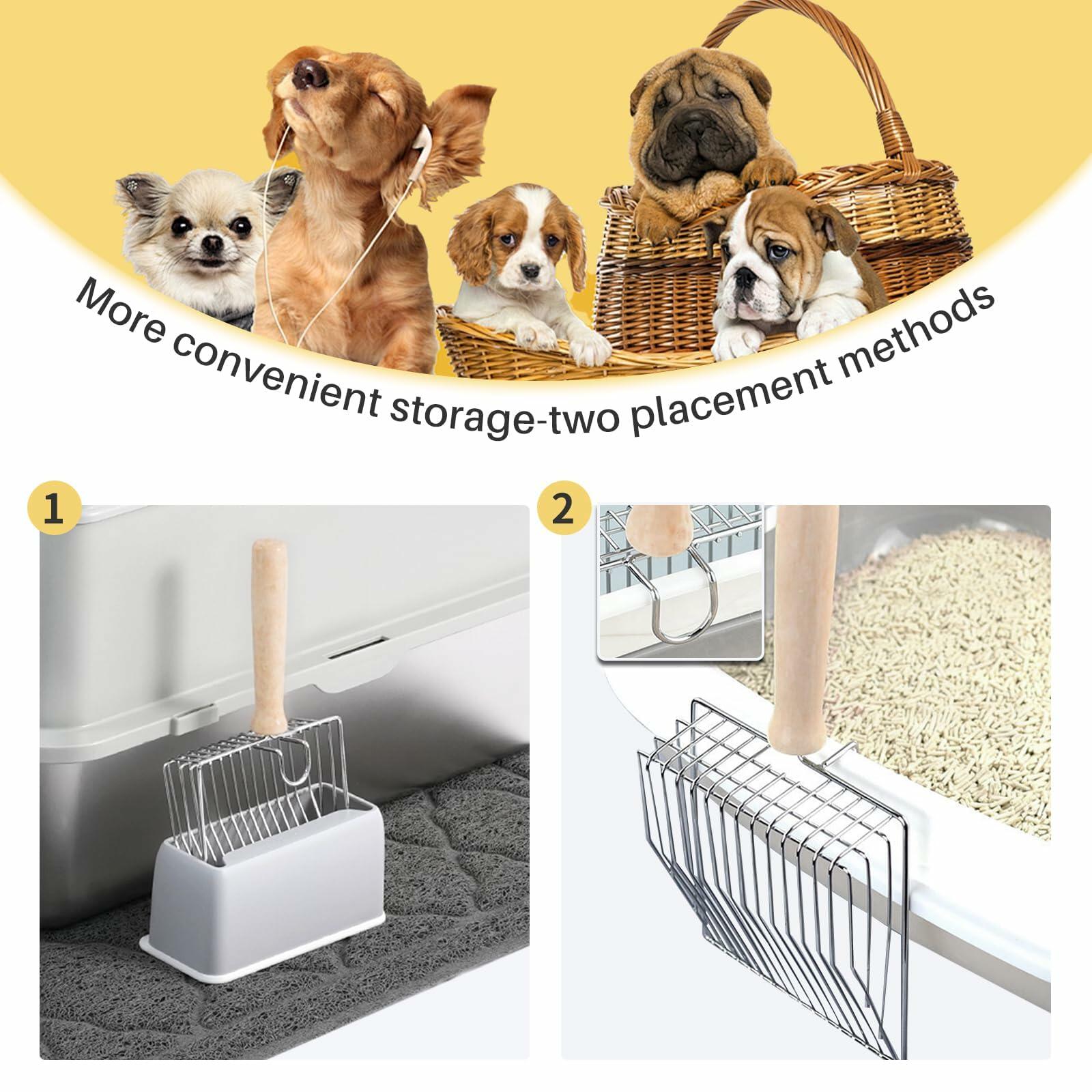 Thirdream Stainless Steel Cat Litter Scoop with Wood Grip Heavy Duty