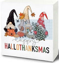 UNCDLV Happy Gnomes Wooden Sign Fall Decor 6x6 Inch hallothanksmas2
