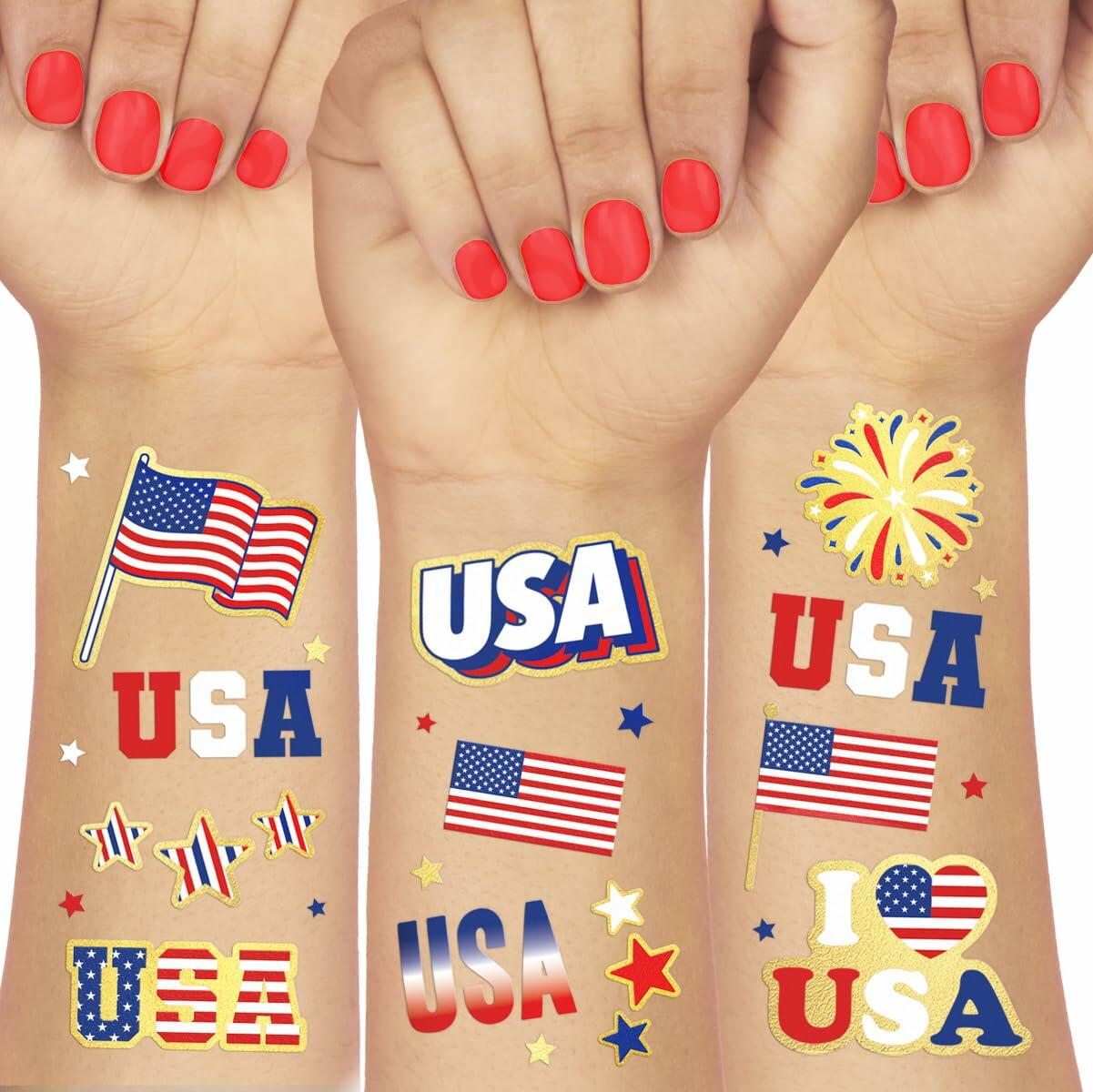 xo, Fetti Fourth of July Tattoos 70 Styles Red White Blue Gold Patriotic