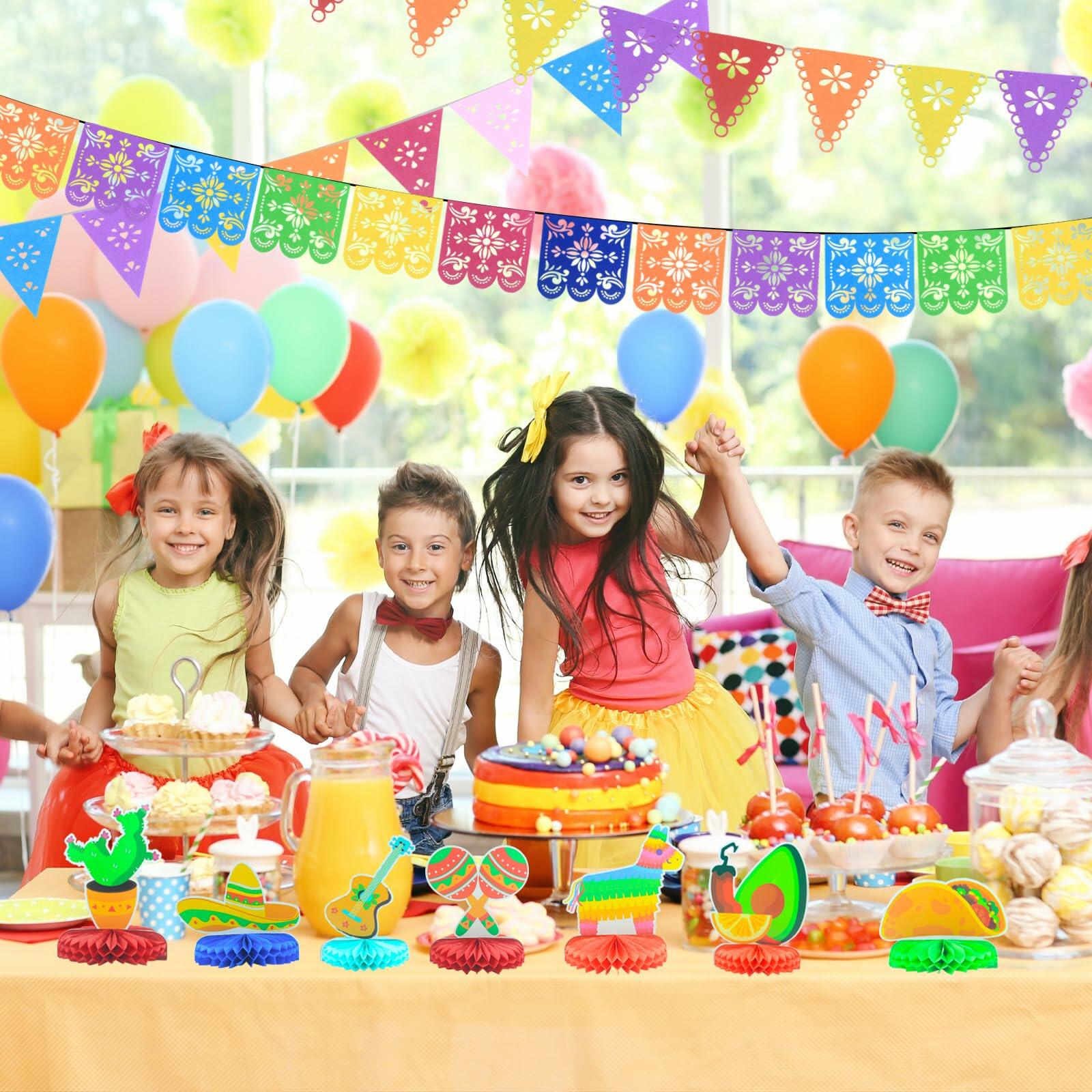 WUEURU Fiesta Decorations Cinco De Mayo Centerpiece Rainbow Mexican 15Pcs
